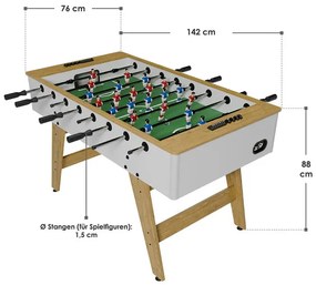 InternetovaZahrada Stolný futbal 142x76x88 cm - prírodný/biely
