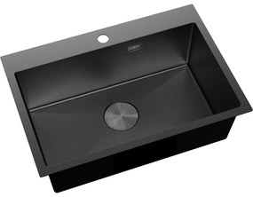 Mexen Solix, 1-komorový nerezový drez 650 x 450 mm, čierna, vzor voština, 6403651000-70HC