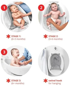 Vanička s ergonomickou podložkou Moby 3 fázová White