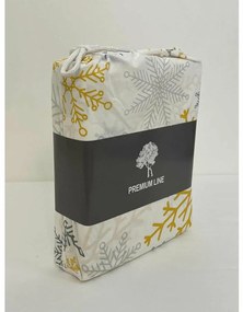 Vianočné bavlnené obliečky Vločky zlaté, 140 x 200 cm, 70 x 90 cm