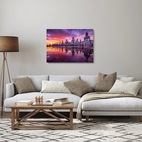 Sklenený obraz - Budhovia v západe slnka (70x50 cm)