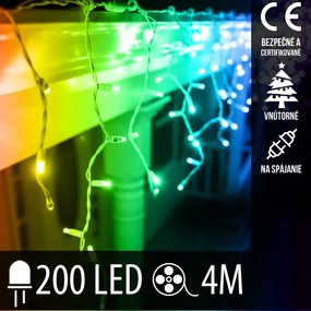 Vianočná led svetelná záclona na spájanie vnútorná 200led - 4m multicolour