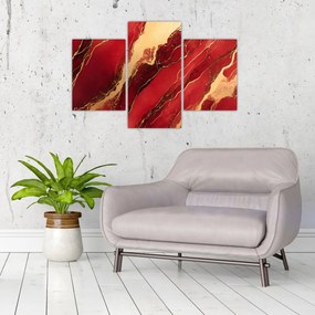 Obraz - Červeno-zlatý mramor (90x60 cm)