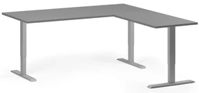 Výškovo nastaviteľný stôl, 180x180 cm, 3 motory, L/P, sivá podnož, grafit