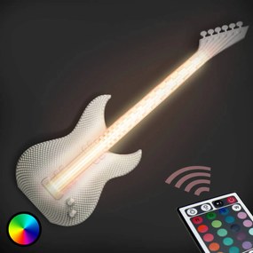 Gitara – biele nástenné LED svietidlo, 3D výtlačok