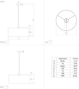Eglo 39974 - Luster na lanku CASUARITA 1xE27/40W/230V pr. 53 cm modrá/zlatá