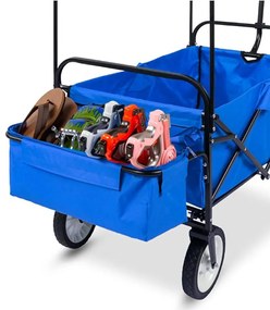 Skladací vozík so strechou, ťahací-tlačací, tmavomodrá