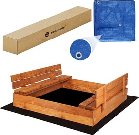Drevené uzavreté pieskovisko 120x120 cm Springos SB120SET - impregnované