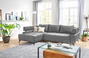 Rohová sedacia súprava Paris, stredne šedá látka, ľavý roh