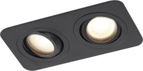 Zaoblené zapustené bodové svietidlo čierne GU10 50 mm otočné a naklápacie IP44 2-svetlá - Alberto