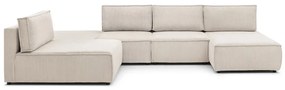Krémovobiela menčestrová rohová pohovka (variabilná) Nihad modular – Bobochic Paris