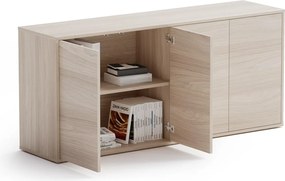 Kancelárska zásuvková komoda BLOCK, 1600 × 400 × 710 mm, 4× dvere, dub prírodný