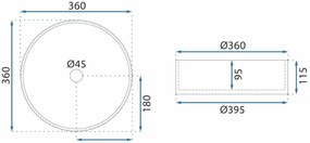 Rea Suri, sklenené umývadlo na dosku 360x360x115 mm, amber-hnedá, REA-U3613