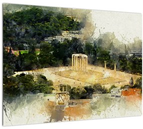Sklenený obraz - Chrám Dia, Atény, Grécko (70x50 cm)