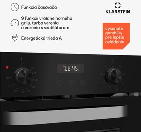 Klarstein SmartSlim rúra, Slim dizajn, 9 funkcií, objem 49 l, jednoduché čistenie, EEK A