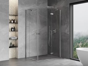 Mexen Mist-H Duo, 2-krídlový výklopný sprchový kút 90 x 115 cm, číre sklo, chrómový profil, 8A5-090L-115P-01-00