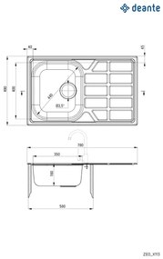 Deante ZEO_0113 - Kuchynský drez SOUL 49x78 cm satén