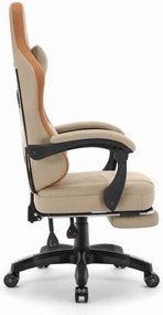 Pohodlná herná a kancelárska stolička HC-1015 s podnožkou - béžová