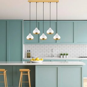 Luster na lanku YILDO 5xE27/40W/230V biela/zlatá