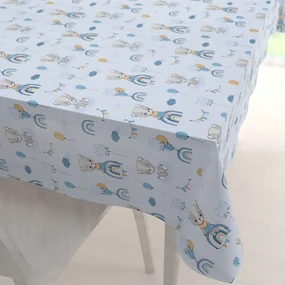 Biante Detský bavlnený obdĺžnikový obrus Sandra SA-463 Medvedíky s balónikmi na svetlo modrom 140x200 cm