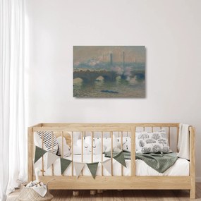 Sklenený obraz - Claude Monet, Waterloo Bridge, Gray Day, reprodukcia (70x50 cm)