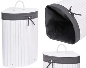 Bambusový kôš na bielizeň 60 l biely/sivý