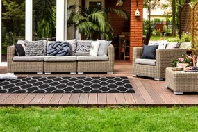 Behúň SIZAL FLOORLUX 20608, koniczyna marokánska trellis čierny / strieborný