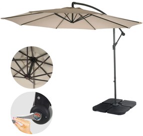 Slnečník Acerra Ø 3m polyester/oceľ - pieskovo-béžová so stojanom