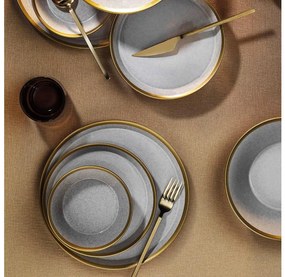 Jedálenská súprava 8 ks sivá/zlatá/porcelán