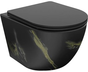 Mexen Lena, závesná WC misa Rimless s duroplastovým sedátkom s pomalým zatváraním, čierny-imitácia kameňa, 30224098
