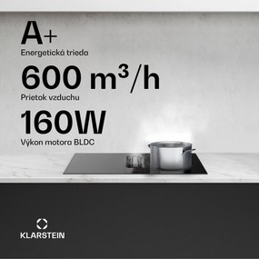 Klarstein AirJet Hybrid Down Air System, Indukčná varná doska s integrovaným digestorom, 477 m³/h, EEK A+