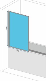 Jednodielna vaňová zástena REA LAGOS 80 cm, chróm/transparent