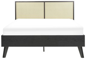 Ratanová posteľ 140 x 200 cm čierna MONPAZIER Beliani