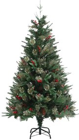 vidaXL Vianočný stromček s borovicovými šiškami zelený 150 cm PVC a PE
