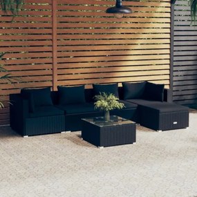 vidaXL 6-dielna záhradná sedacia súprava s vankúšmi polyratan čierna-