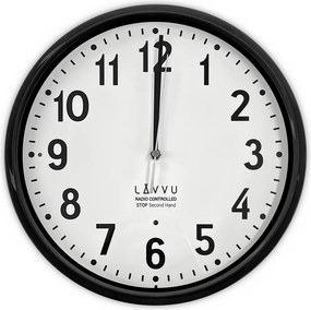 Presné čierne rádiovo ovládané nástenné hodiny Lavvu LCR3020, 30cm