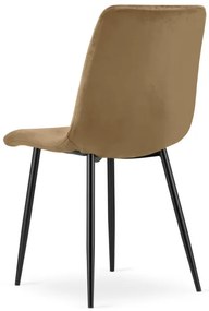 Set troch jedálenských stoličiek TURIN zamatové, hnedé / čierne nohy (3 ks)