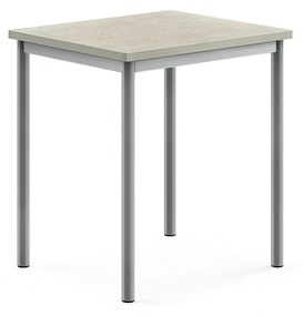 Stôl SONITUS, 700x600x760 mm, linoleum - svetlošedá, strieborná