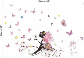 Samolepiaca dekorácia Motýliková víla, 120 x 80 cm