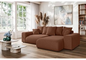 Rozkladacia rohová pohovka s úložným priestorom v tehlovej farbe (variabilný roh) Luma – Ropez