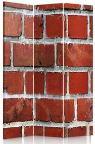 Ozdobný paraván Textura stěny Brick - 110x170 cm, trojdielny, obojstranný paraván 360°