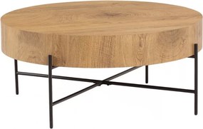Okrúhly konferenčný stolík Liviano - 80 cm s kovovými nohami - prírodný dub / čierny