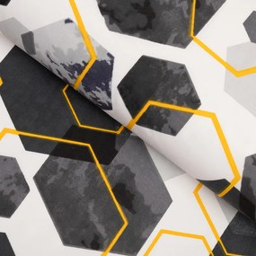 Biante Bavlnený štvorcový obrus Sandra SA-568 Sivo-modrofialové mramorové hexagóny na bielom 60x60 cm