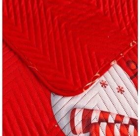 Prehoz na posteľ WHITE SNOWMAN, červený Rozmer: 220 x 240 cm