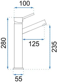 Rea Lumi - vysoká umývadlová batéria, šedá, REA-B8026