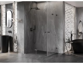 Mexen Lunar-F Duo, skladací sprchový kút 100 x 75 cm, 8mm číre sklo, grafitový profil, 836-100L-075P-95-00