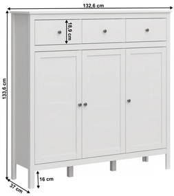 Komoda OLJE 3D3S, biela