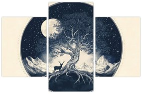 Obraz – Magický strom s jeleňom I. (90x60 cm)