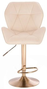 LuxuryForm DESIGN Barová stolička MILANO MAX VELUR na zlatom tanieri - krémová