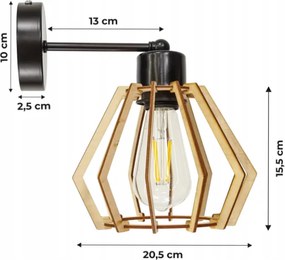 BERGE Nástenná lampa - kinkiet - E27 - DIAMANT - čierna